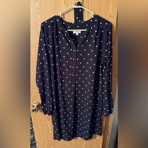 LOFT Black Dress with White Polka Dots - Picture 2 of 7